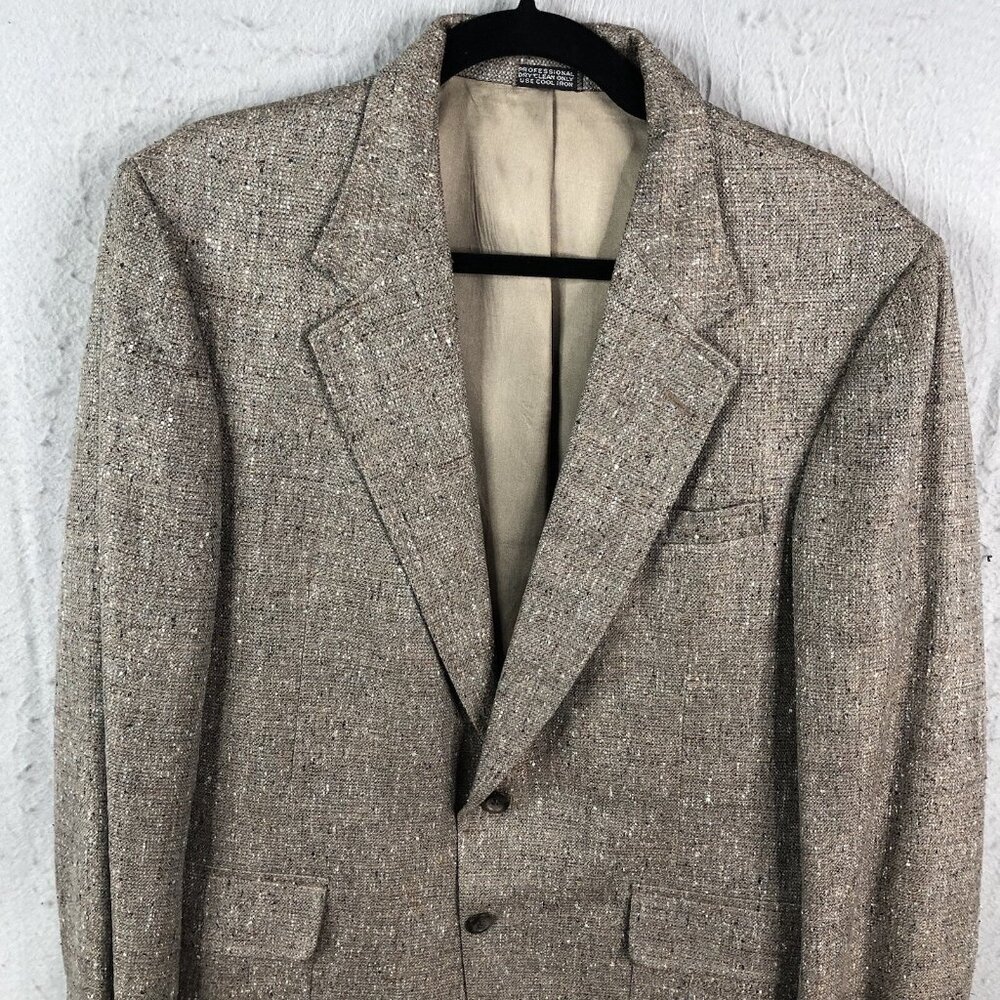 Vintage Christian Brooks Blazer Mens 42 Grey 100% Silk Sport Coat Jacket Career - Picture 4 of 16